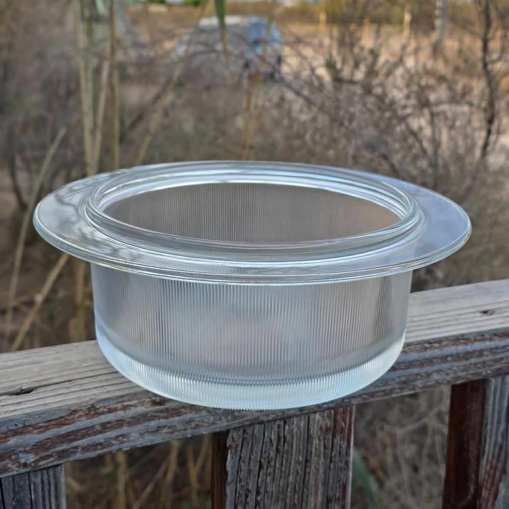 Lella & Massimo Vignelli Ribbed Glass Casserole – 1970s MCM Designer 1 Qt